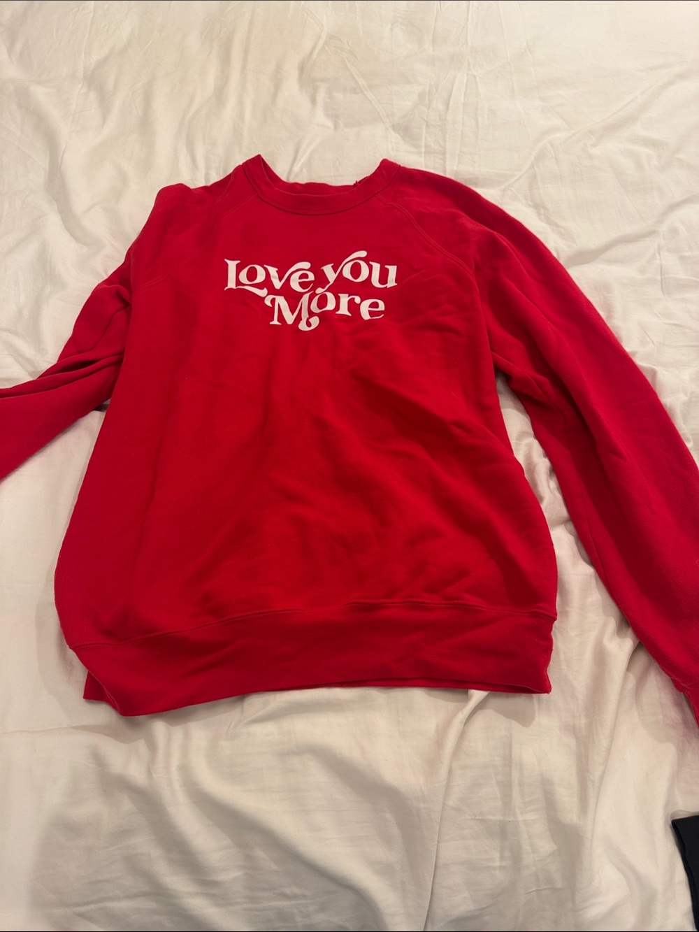 Red 'Love You More' Graphic Crewneck Sweatshirt